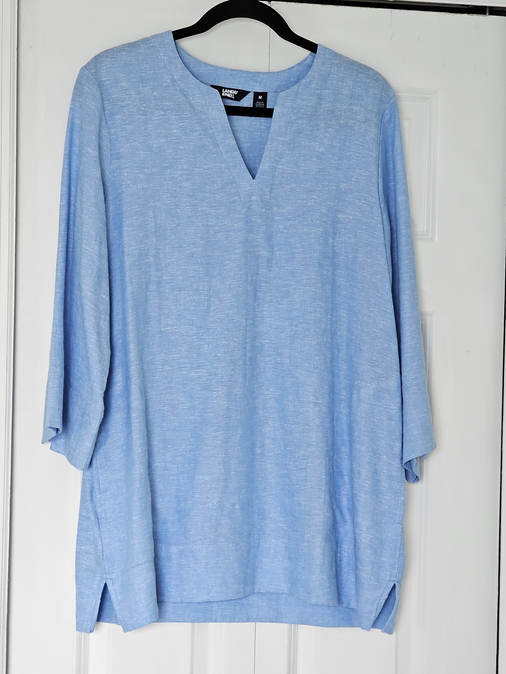 Lands' End Heathered Sky Blue V-Neck Tunic (M)